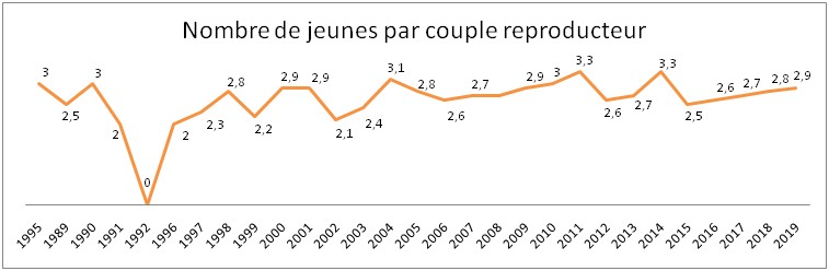 Baguage 23 evolution jeunes 1995_2019